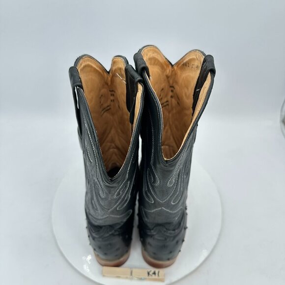 Los Altos Western Wear Men Size 8EE Black Leather Pointed Toe Cowboy Boot - Picture 9 of 13